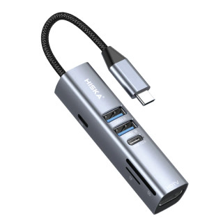 هاب ۷ پورت USB-C هیسکا مدل HR-53 - دارای خروجی HDMI و رمریدر