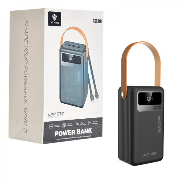 پاوربانک + دو کابل همراه لنیس (LENYES) مدل PX691D ظرفیت 60000mAh