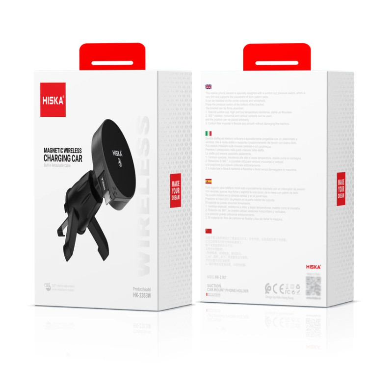 پایه نگهدارنده و شارژر وایرلس هیسکا مدل HK-2353W ظرفیت ۱۵ وات
