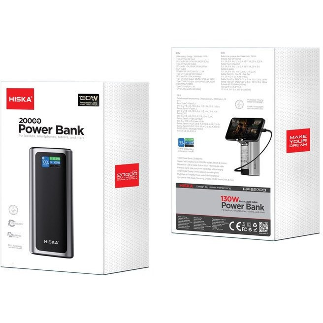 پاوربانک هیسکا مدل HP227PD ظرفیت ۲۰۰۰۰ میلیآمپرساعت