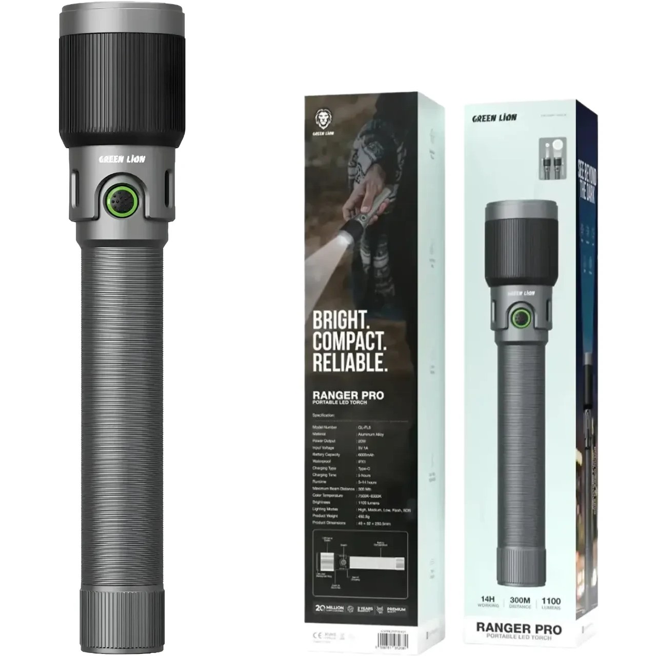 چراغ قوه گرین لاین Ranger Pro با نور مهتابی