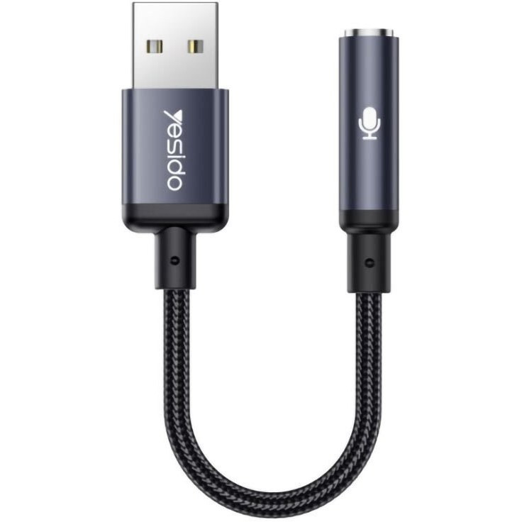 تبدیل USB به AUX یسیدو مدل YAU46 طول ۱۵ سانتیمتر